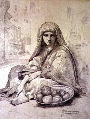 Algerian Girl Selling Pomegranates