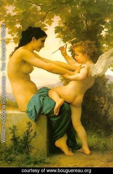 William-Adolphe Bouguereau - Young Girl Defending Herself against Eros 1880